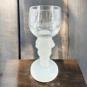 Antique Bohemian Single Glass Cup Opalescent‎ White Bottom Drinking Cup Czech